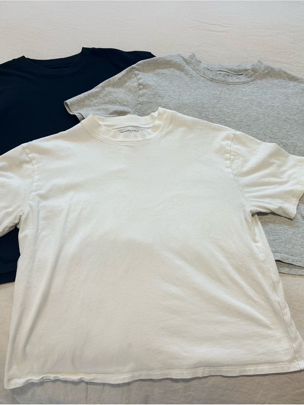 Abercrombie & Fitch Three-Pack Crewneck Tees — White, Gray, Black